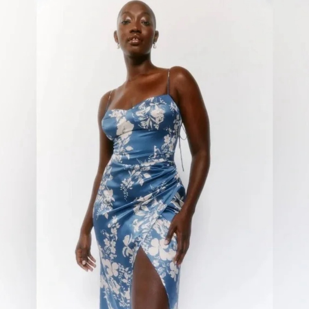 Reformation Blue Floral Midi Dress